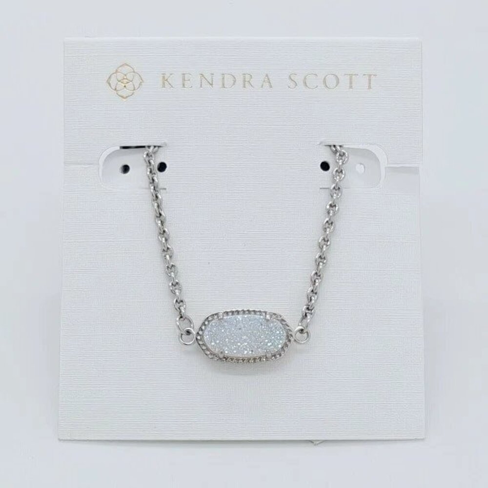 Kendra Scott Elaina Silver Adjustable Chain Bracelet In Iridescent Drusy